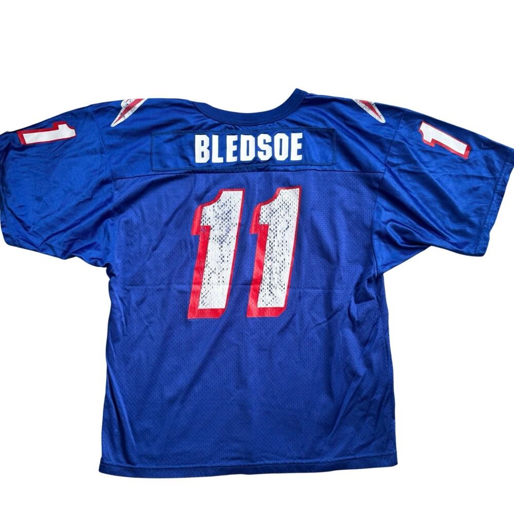 Vtg 1990s Wilson New England Patriots Drew Bledsoe Jersey Made in USA Youth XL